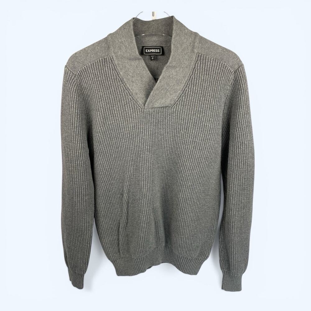 Express Men's Gray Shawl Collar Pullover Sweater Size Medium